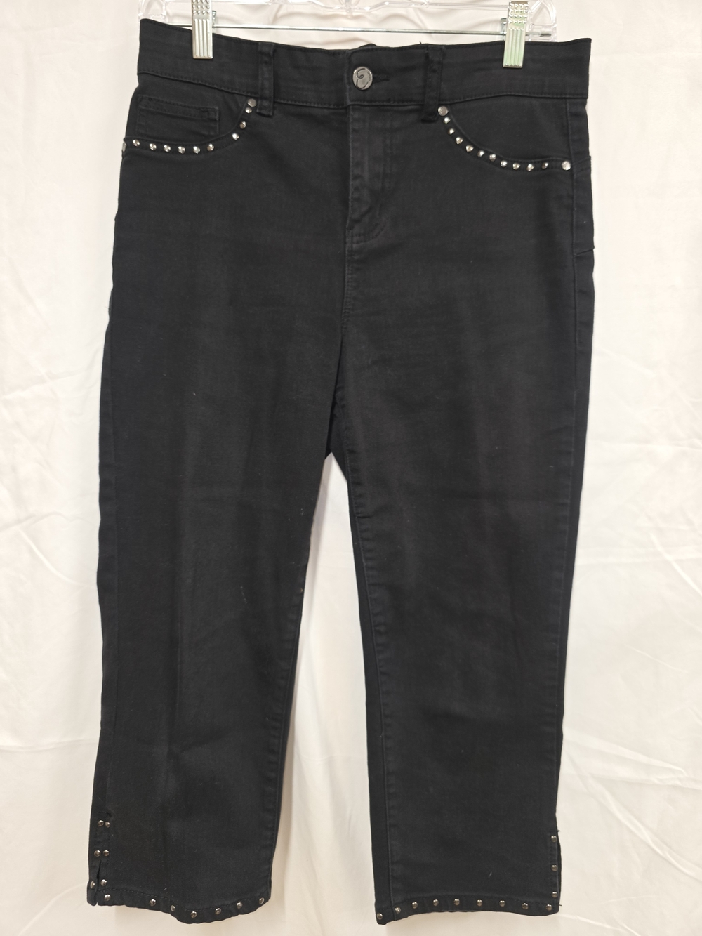 Earl Jeans Black Straight Leg Jeans with Stud Detailing Size 10 Cropped